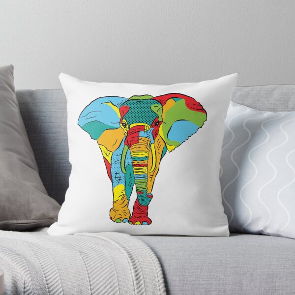 Pop Style Elephant Print Throw Pillow