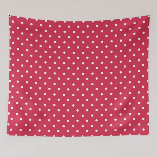 Item preview, White Polka Dots on Raspberry Red Background designed and sold by burbankdesigns.