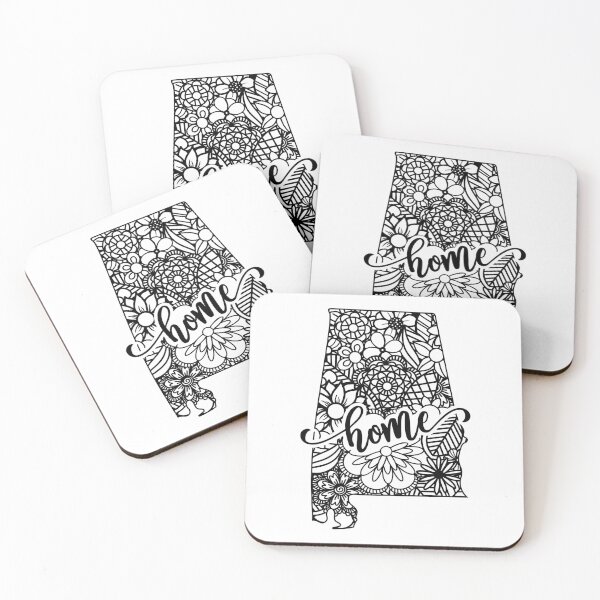 Item preview, Alabama Minimal Black and White Floral - AL designed and sold by randrgiftshop.