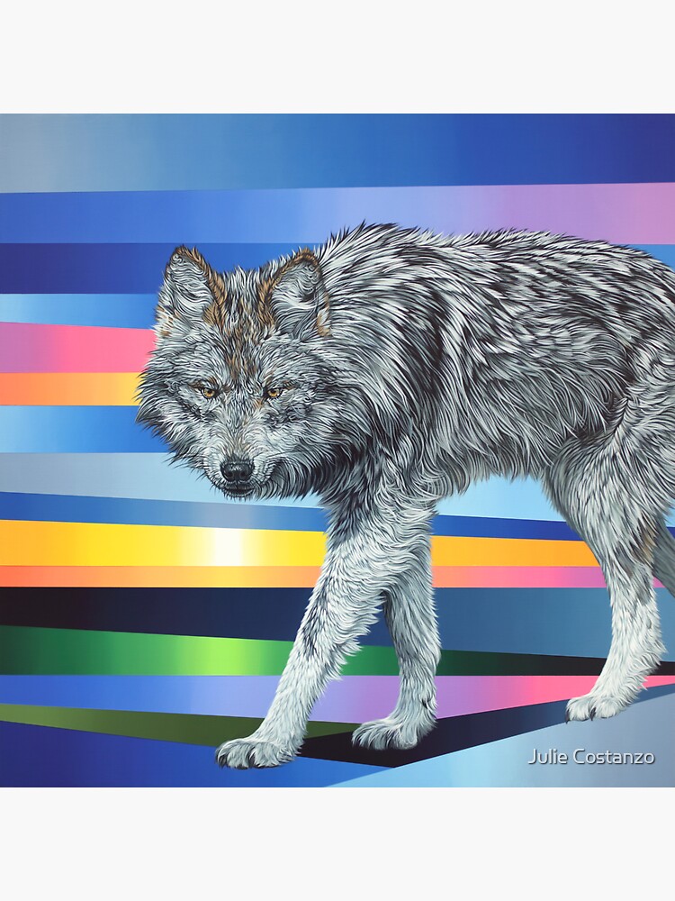 Thumbnail 3 of 3, Sticker, Sunset Wolf designed and sold by missjuliec.