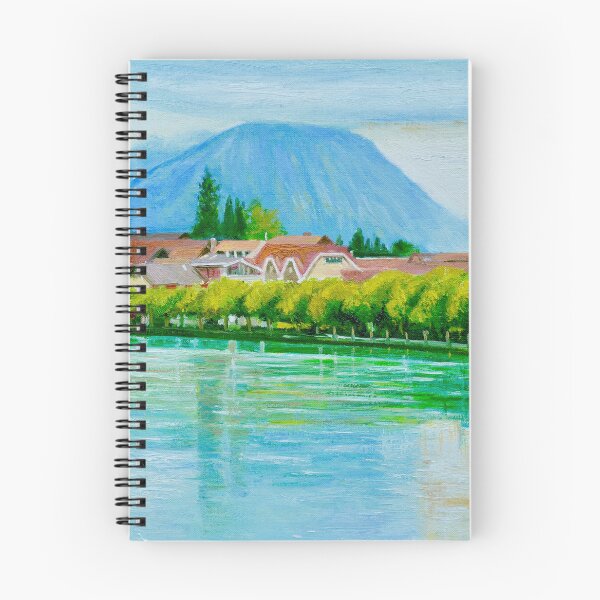 Item preview, Swiss Riverside Village at Sunset designed and sold by Dai Wynn Fine Art.