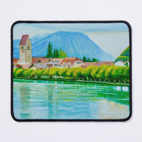 Item preview, Swiss Riverside Village at Sunset designed and sold by Dai Wynn Fine Art.
