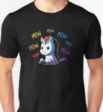 Pew Pew Pew Einhorn Slim Fit T-Shirt