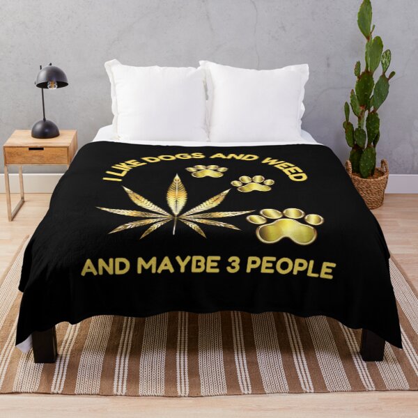 Item preview, I Like Dogs And Weed And Maybe 3 People loves Cannabis Marijuana Leaf Gold designed and sold by BestDesignbySof.