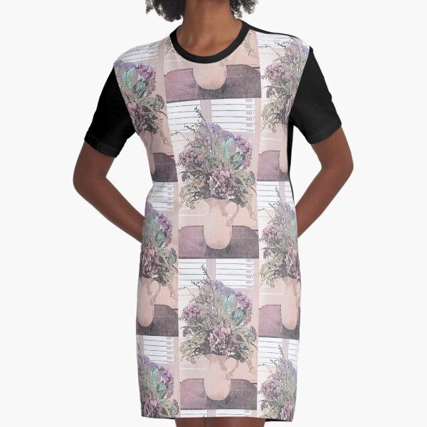 Flower Arrangement by the Window Graphic T-Shirt Dress