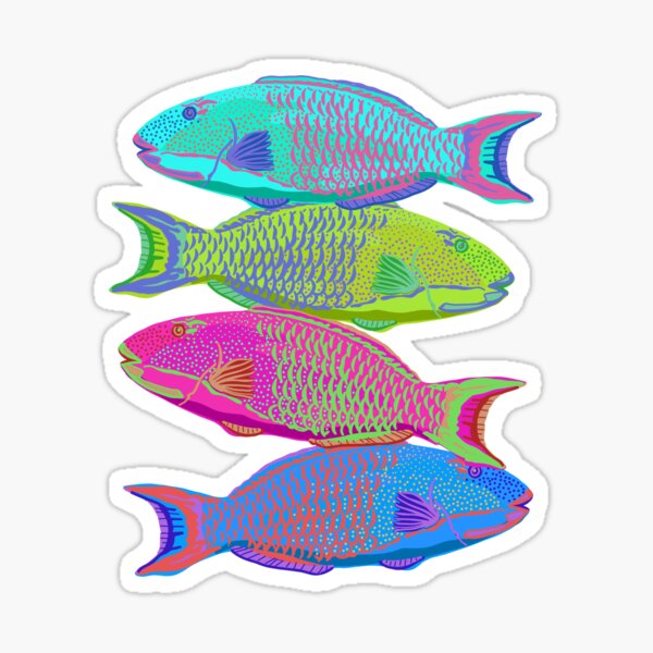 St. Croix Virgin Islands Vintage Parrotfish Design Sticker for