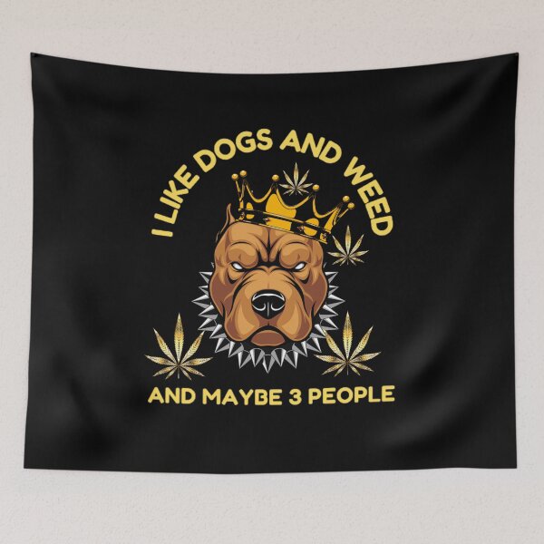 Item preview, I Like Dogs And Weed And Maybe 3 People loves Cannabis Marijuana Leaf Gold designed and sold by BestDesignbySof.