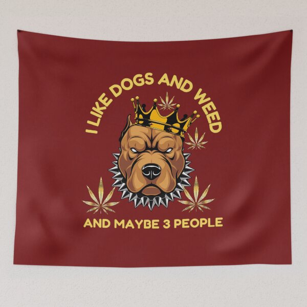 Item preview, I Like Dogs And Weed And Maybe 3 People loves Cannabis Marijuana Leaf Gold designed and sold by BestDesignbySof.