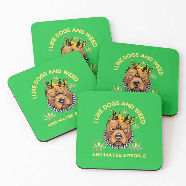Item preview, I Like Dogs And Weed And Maybe 3 People loves Cannabis Marijuana Leaf Gold designed and sold by BestDesignbySof.