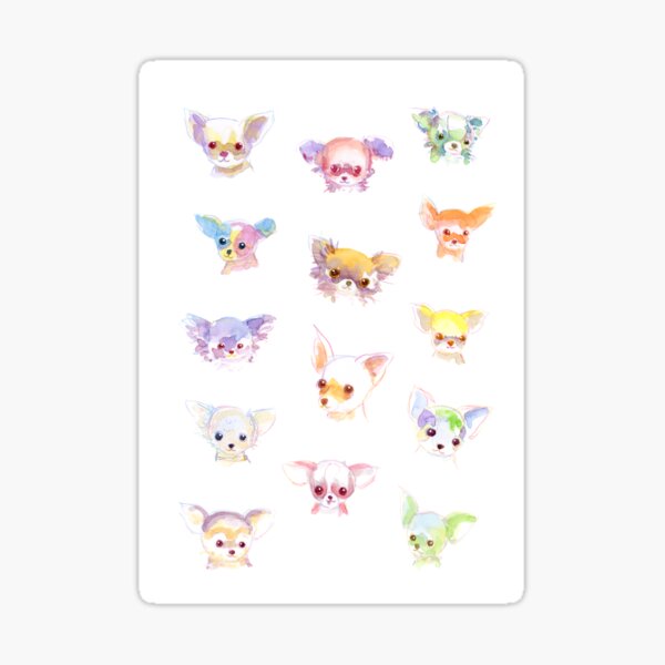 Small multicolored chihuahuas in watercolor Sticker