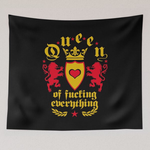 Item preview, Queen of fucking everything lion crown crest heart designed and sold by Margarita-Art.