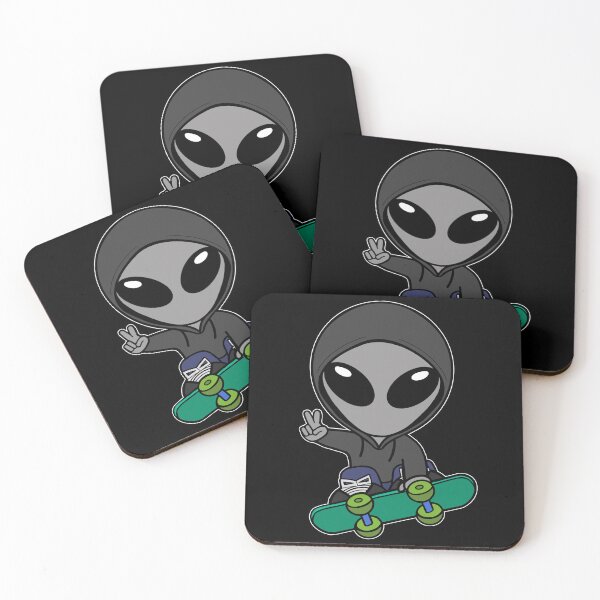 Item preview, Skateboarding Gray Space Alien Cartoon designed and sold by SpaceAlienTees.