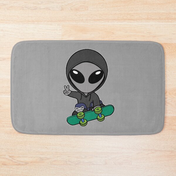 Item preview, Skateboarding Gray Space Alien Cartoon designed and sold by SpaceAlienTees.