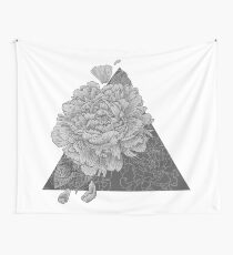 Peony Flowers, Black and White Wall Tapestry