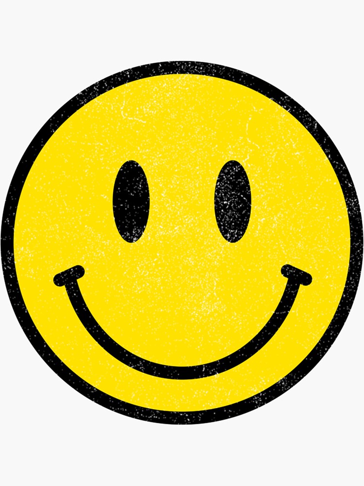 Vintage Retro Happy Smiley Face 80s 90s Aesthetic Sticker For Sale