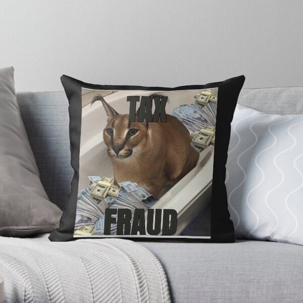  Floppa Memes Big Low Poly Cat Throw Pillow, 16x16