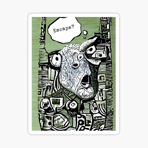 Goat Thinking About Escape Sticker