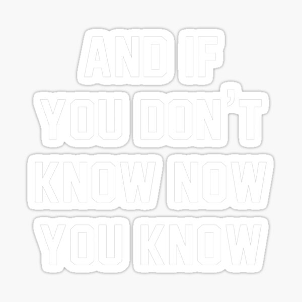 If You Don’t Know Now You Know Quote Wall Decal Art Sticker Vinyl Home  Decor Girls Boys Teen Music Lyrics Rap Hip Hop