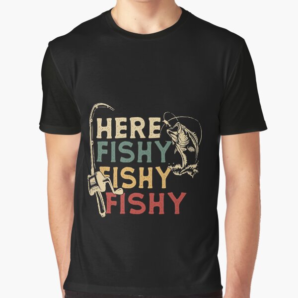 Item preview, Here Fishy Fishy Fishy funny retro fishing rod fisherman gift for papa birthday  designed and sold by Majesticoo.