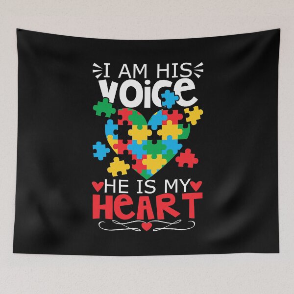 Item preview, I Am His Voice He Is My Heart Autism Puzzle Piece Heart Women's Autism Mom designed and sold by HaaChris-Artis.