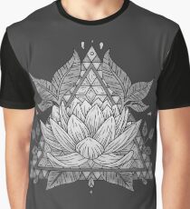 Grey Lotus Flower Geometric Design Graphic T-Shirt