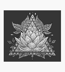 Grey Lotus Flower Geometric Design Photographic Print