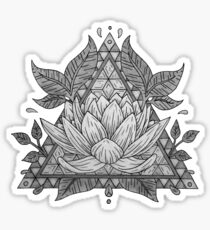 Grey Lotus Flower Geometric Design Sticker