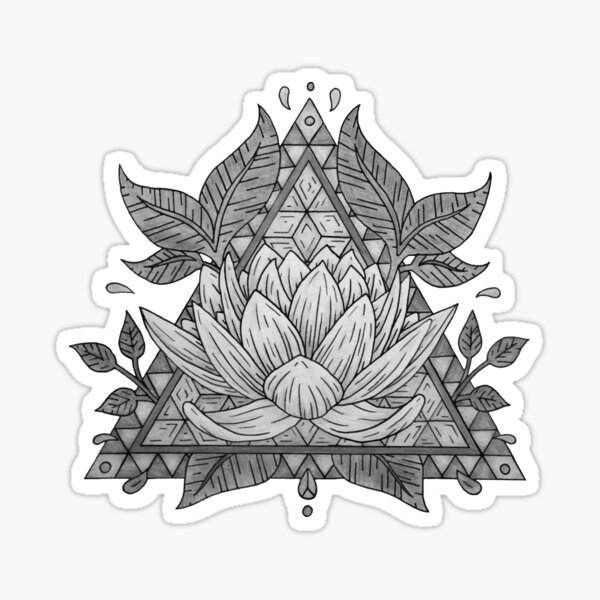 Grey Lotus Flower Geometric Design Sticker