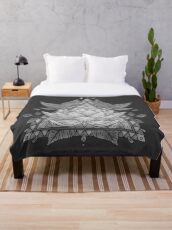 Grey Lotus Flower Geometric Design Throw Blanket