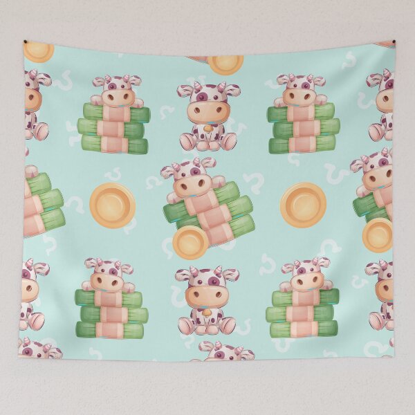 Item preview, Funny cow with money clip art pattern designed and sold by AnadAA.