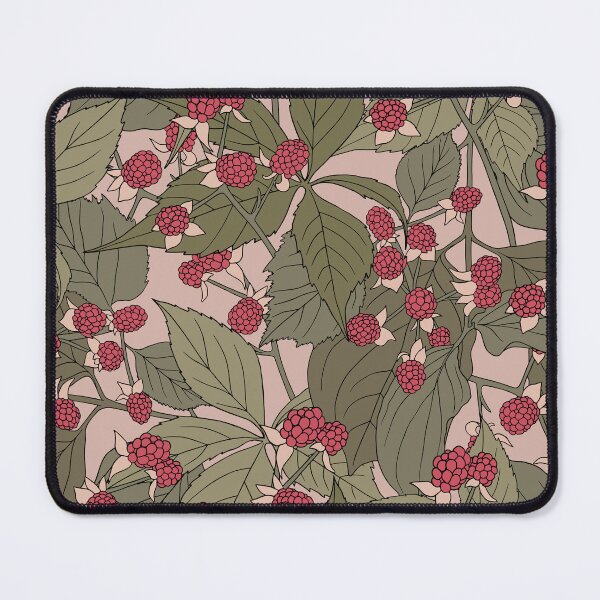 Item preview, Vintage pattern with ripe raspberry bush on beige background. Berry with leaves designed and sold by hmorena.
