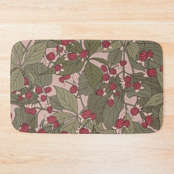 Item preview, Vintage pattern with ripe raspberry bush on beige background. Berry with leaves designed and sold by hmorena.