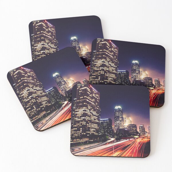 Item preview, City of Los Angeles Downtown at Night With Light Trails designed and sold by Chris-Thodd.