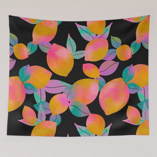 Item preview, Psychedelic Citrus Pattern in Black designed and sold by erikakcreates.