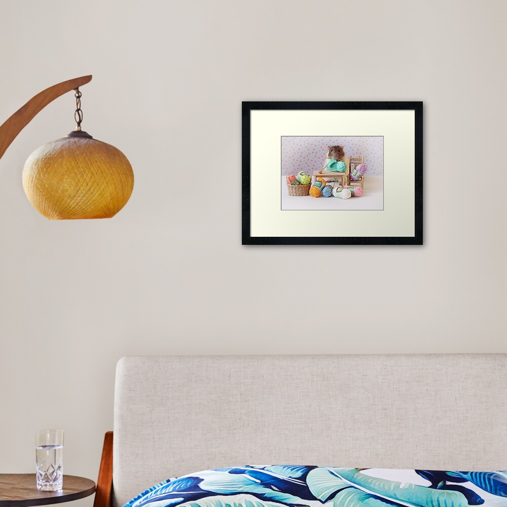Snoozy wanted to knit ! Framed Art Print