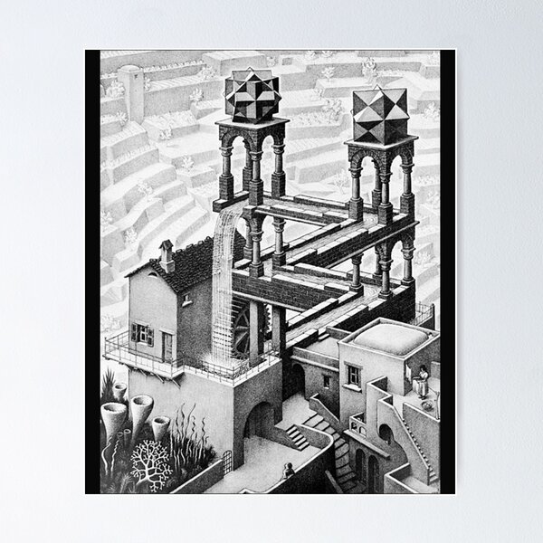 Item preview, Escher waterfall geometry geometric mathematic   designed and sold by MadebyLucys.