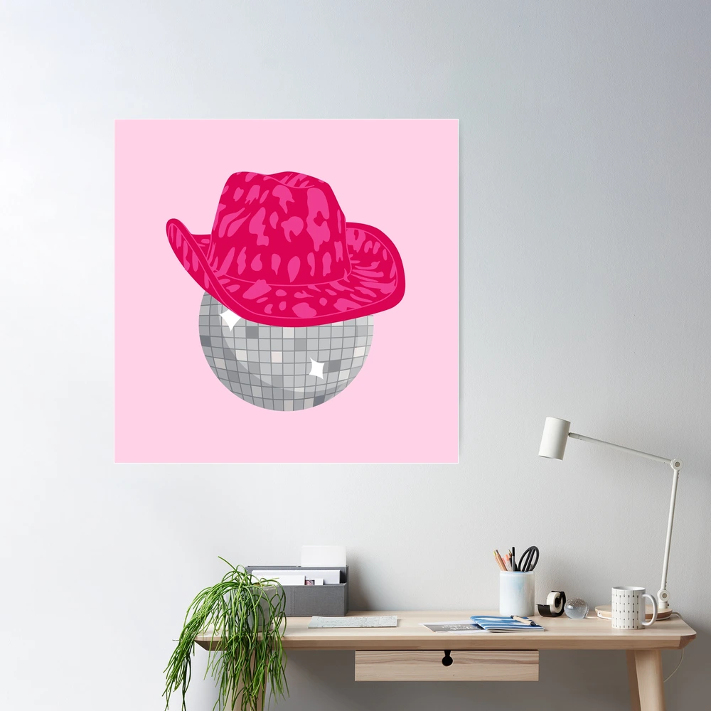 DISCO COWGIRL HAT Hot Pink Wrapping Paper Disco Ball Hat Rolled