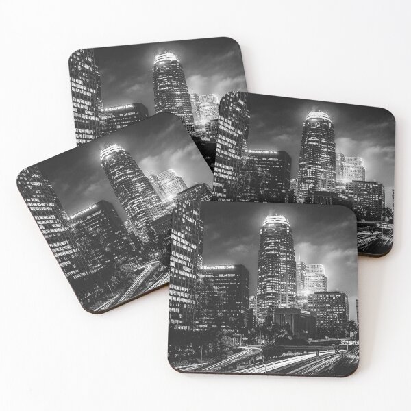 Item preview, Black and White City of Los Angeles Downtown With Light Trails designed and sold by Chris-Thodd.