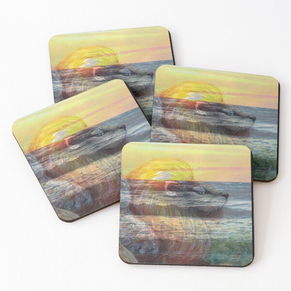 Item preview, Mixed Media: Sunset, seascape and oil painting, photo and painting by Marina Daniluka designed and sold by MariDaniArt.