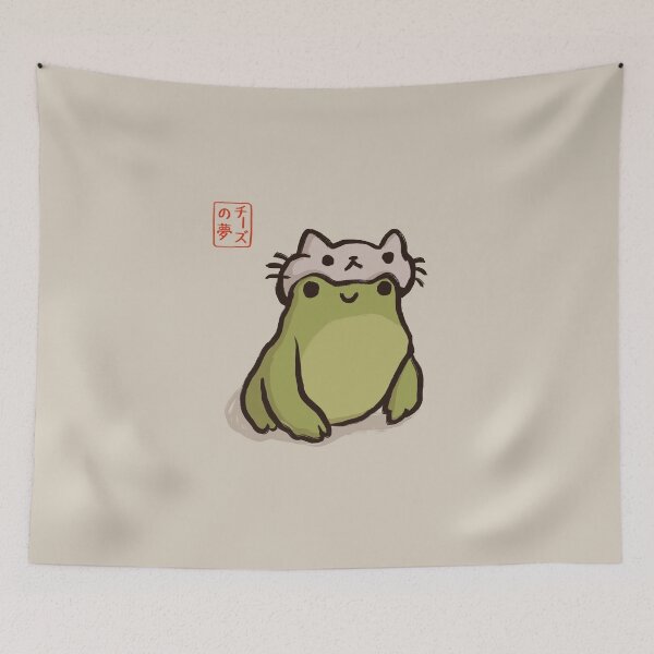 Item preview, Green frog in a cat hat designed and sold by cheezup.