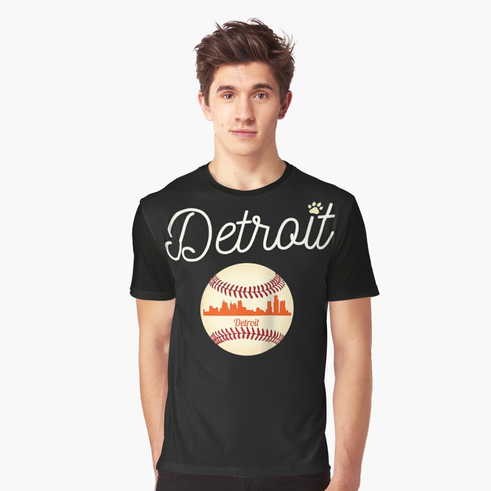  Distressed Tiger Mascot Tshirt Detroit Baseball Skyline Raglan  Baseball Tee : Sports & Outdoors