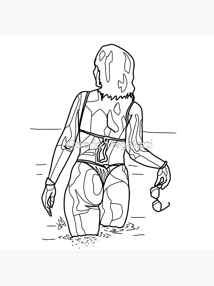 "Bikini Girls 14 black and white" Sticker for Sale by VittorioIlMagat Redbubble