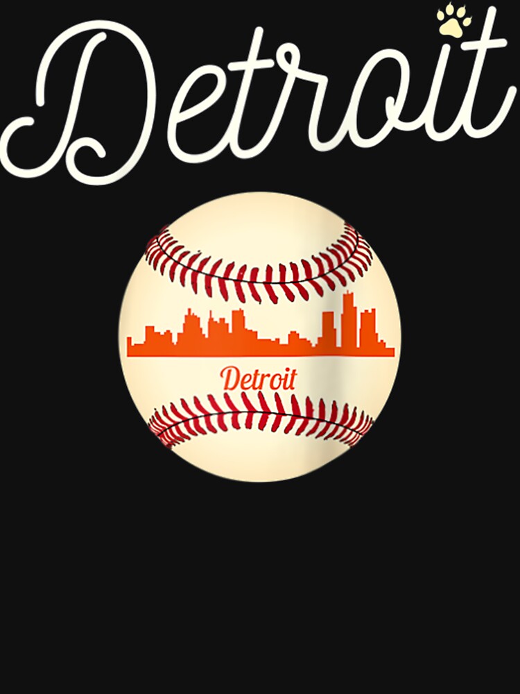  Detroit Baseball Tshirt Tiger Mascot and Skyline Design :  Sports & Outdoors