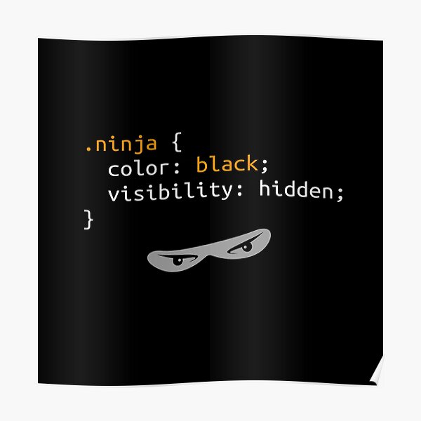 CSS Ninja - Software development humour/humor (webdev/coding) Poster
