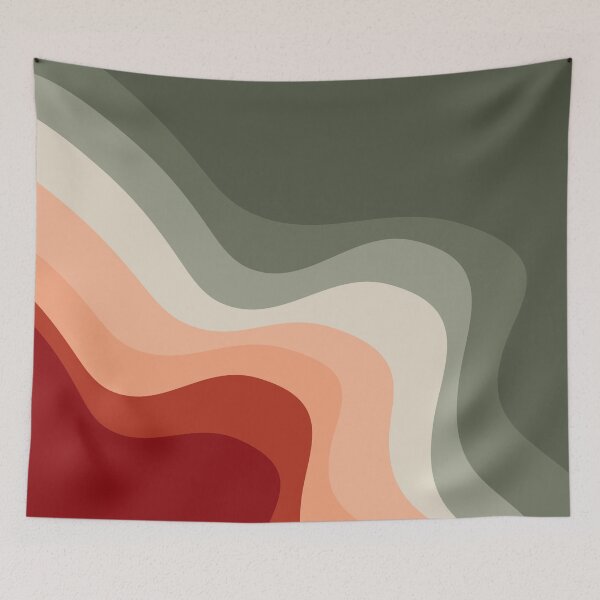 Item preview, Green and red retro style waves designed and sold by BattaAnastasia.