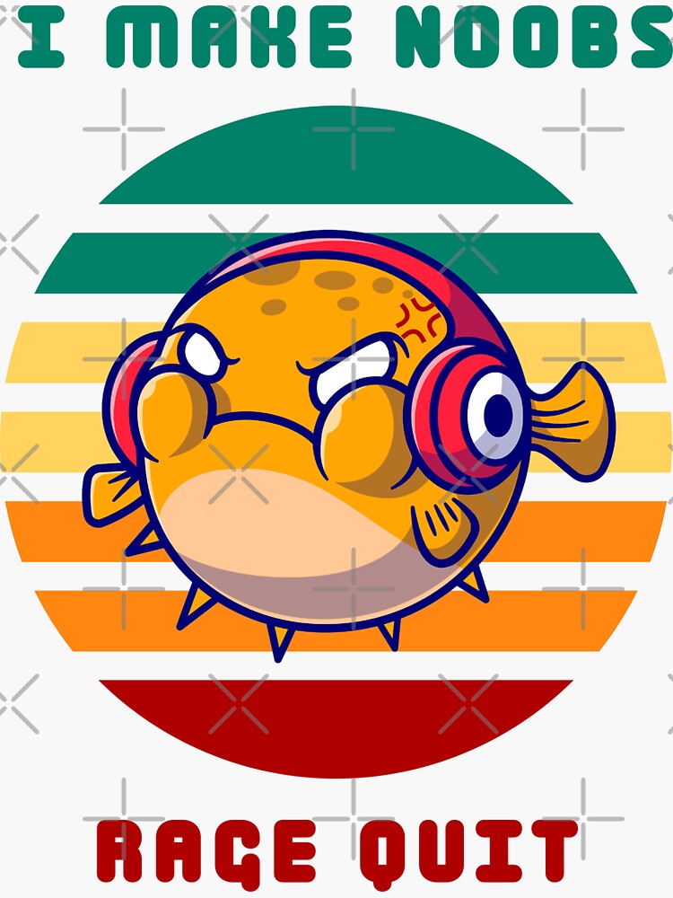 I Make Noobs Rage Quit - Fish With Headphones Sticker for Sale by  bsrishika