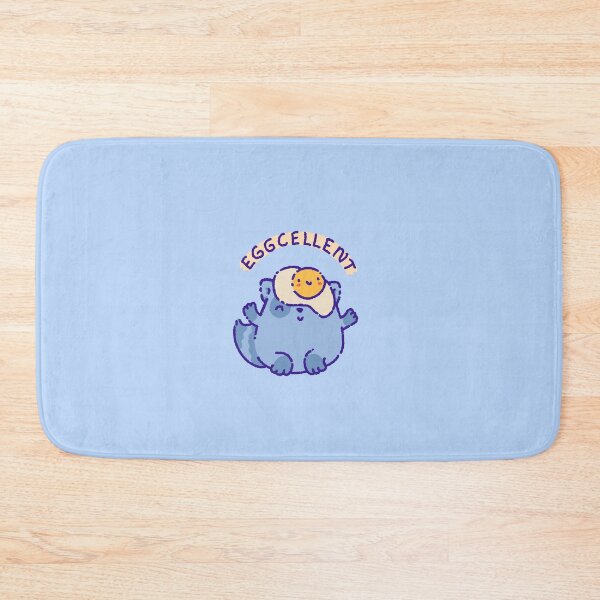 Eggcellent! A fried egg on top of a raccoon Bath Mat