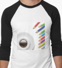 coffee cup and pencils Men's Baseball ¾ T-Shirt