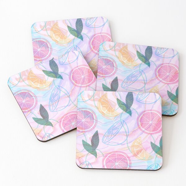 Item preview, pink and blue pastel marble lemon pattern designed and sold by Beeroclock.