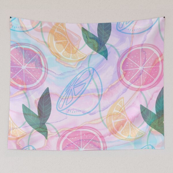 Item preview, pink and blue pastel marble lemon pattern designed and sold by Beeroclock.